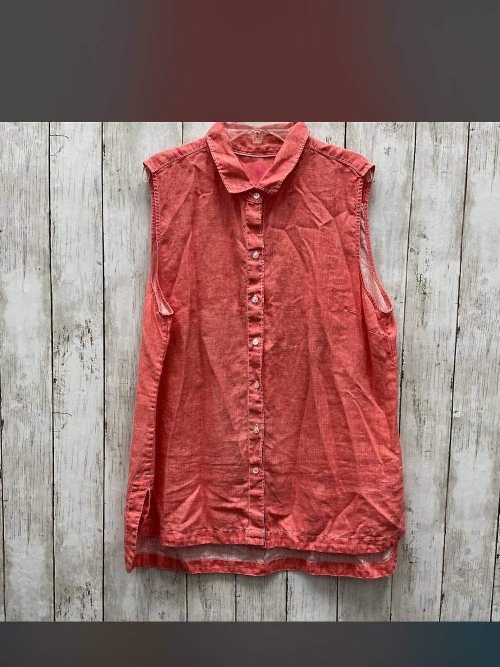 Tommy Bahama Sea Glass Breezer Sleeveless Linen Shirt Large